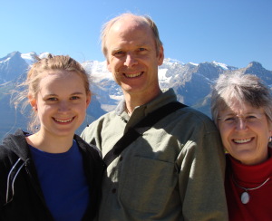 Silk artist Warren Hartz and his family in the mountains